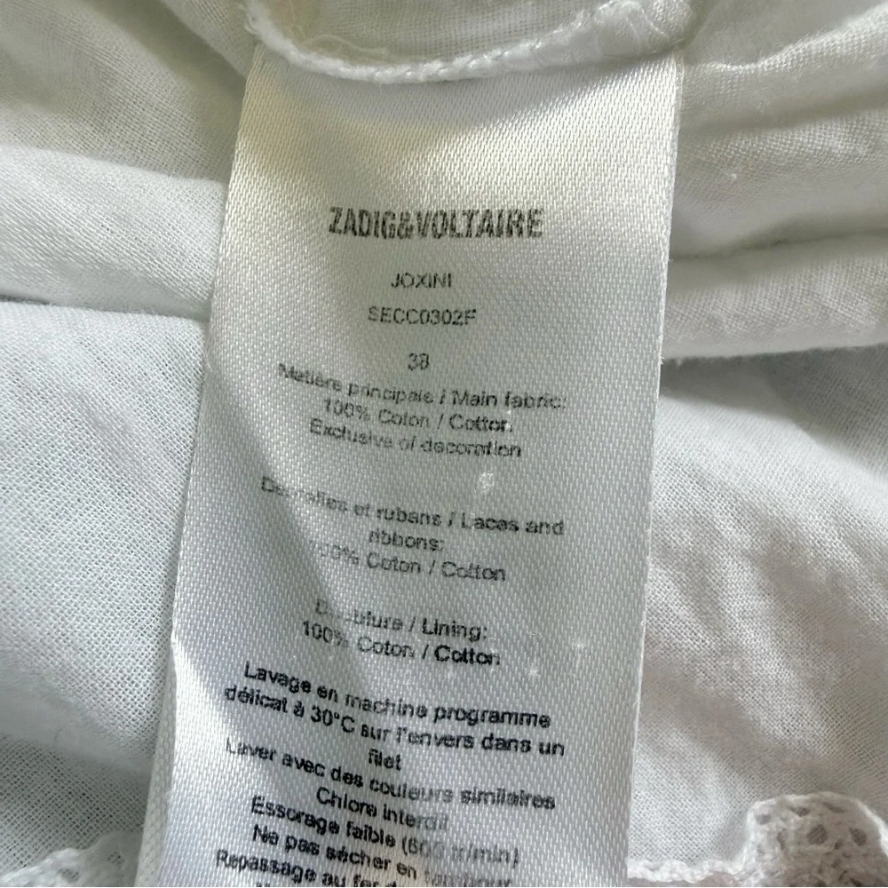 ZADIG & VOLTAIRE JOXINI WHITE COTTON LACE TRIM MINI SKIRT - Picture 10 of 14